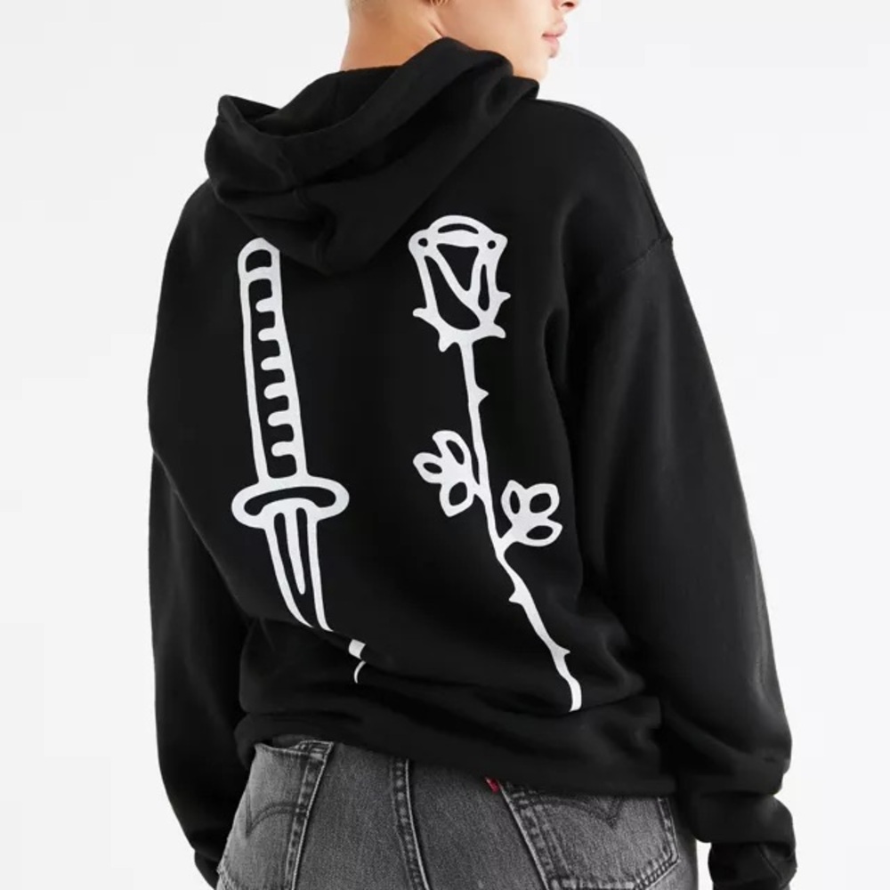 MNKR Brand Black Rose + Dagger Hoodie